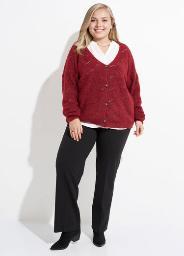 Gilet chaud maille mousseuse avec laine Bordeaux