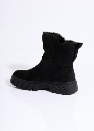 Bottines compensées chaudes en suédine Noir