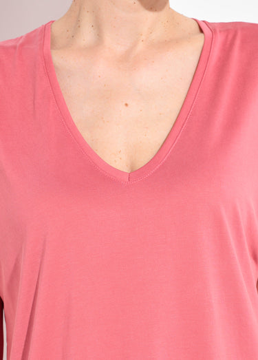 T-shirt fluide manches courtes porté loose Rose Blush