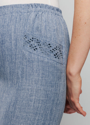 Jupe évasée ceinture élastiquée Bleu