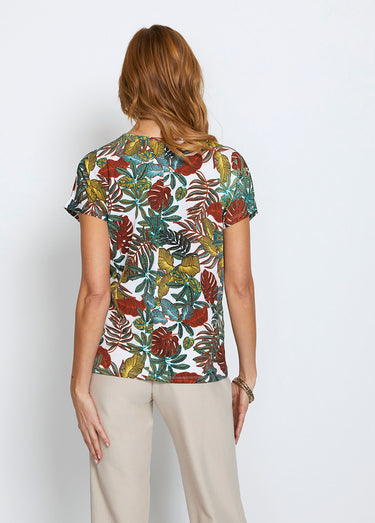Tee-shirt imprimé manches kimono Blanc/Kaki