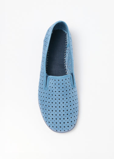 Mocassins élastiqués perforés largeur confort Bleu