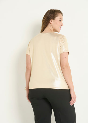 T-shirt pailleté fluide manches courtes Dore