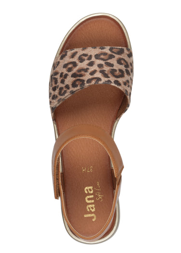 Sandales confortables semelle compensée Leopard