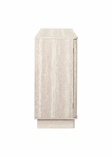 Buffet 3 portes effet pierre  travertin Blanc/Beige