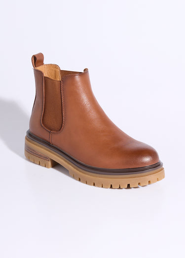 Boots Chelsea cuir avec semelle épaisse Camel