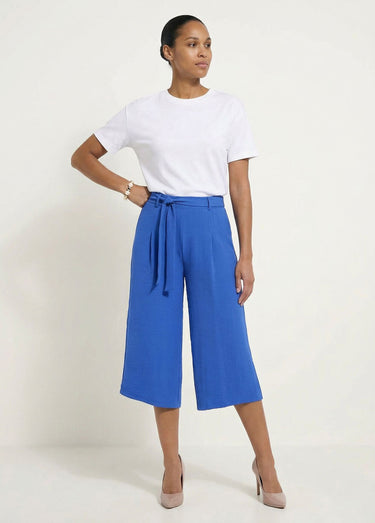 Jupe-culotte longue ceinture élastiquée dos Bleu