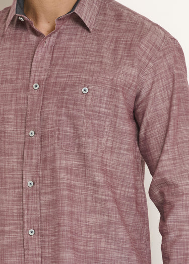 Chemise fantaisie détails contrastés Bordeaux