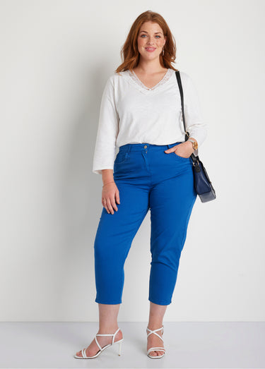 Pantacourt taille élastiquée 5 poches Bleu Dur