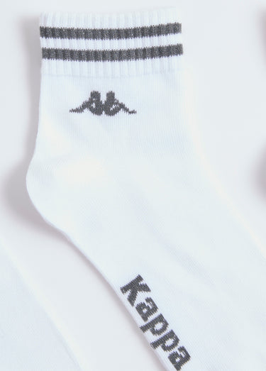 Mi-chaussettes sport avec bord rayures Blanc