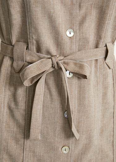Robe-chemisier mi-longue coupe droite Beige