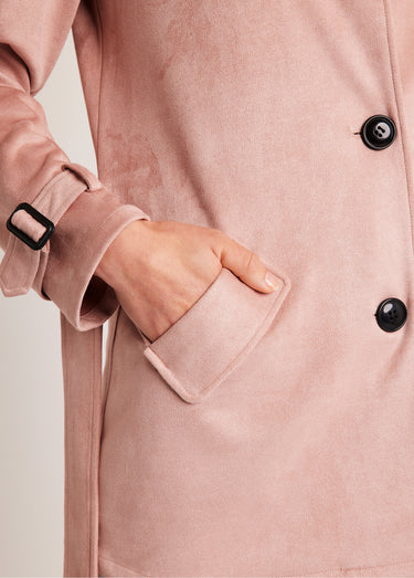 Manteau court tissu suédé Rose Nude