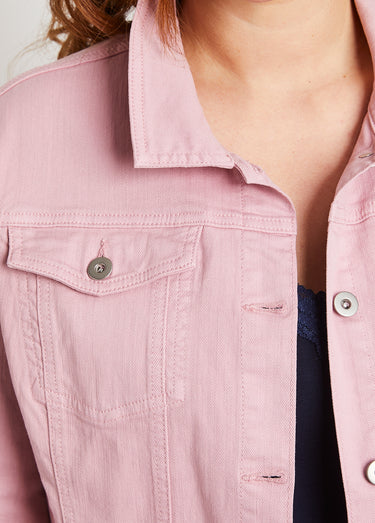 Veste en jean coupe droite stretch Rose