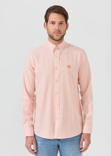 Chemise rayée manches longues col boutonné Orange Raye