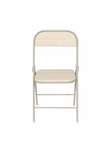 Chaises pliantes métal et effet pierre Blanc/Beige