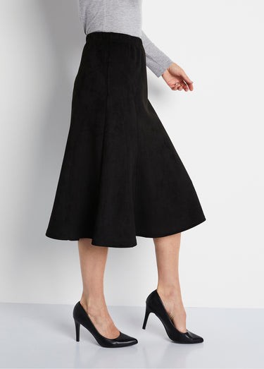 Jupe longue évasée maille suédée Noir