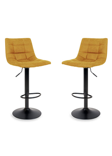 Chaises de bar matelassées en velours 1J Jaune Moutarde