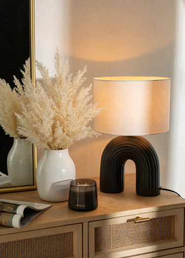 Vase avec graminées artificielles JAMES Blanc