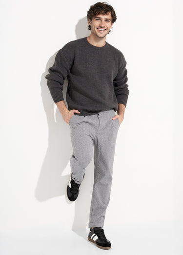 Pull épais col rond et maille torsadée Anthracite
