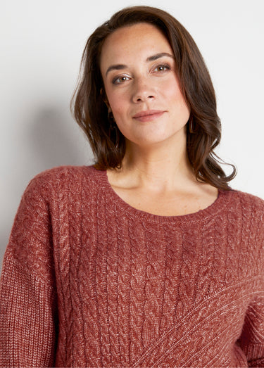 Pull maille chinée perlée torsadée col rond Tomette
