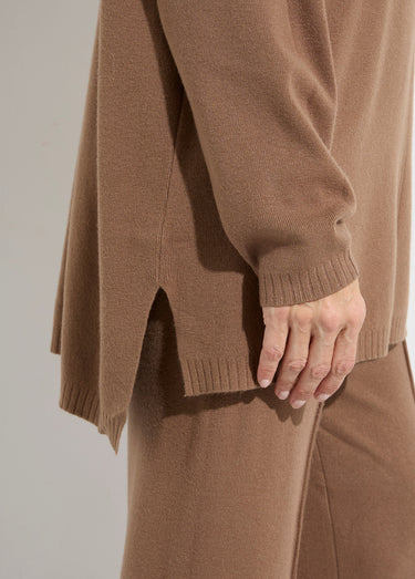 Ensemble en maille tunique + pantalon Camel