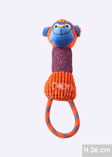 Peluche poignée corde forme tête animal Orange