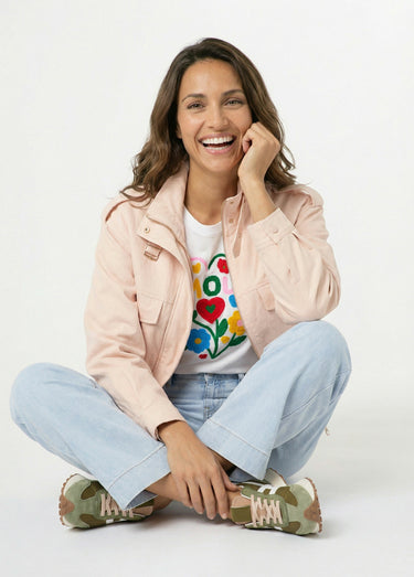 Blouson motard en simili cuir pastel Rose Clair