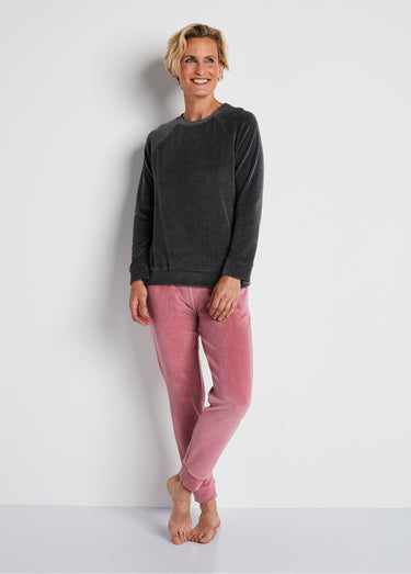 Haut de pyjama sweat en velours côtelé Gris Anthracite
