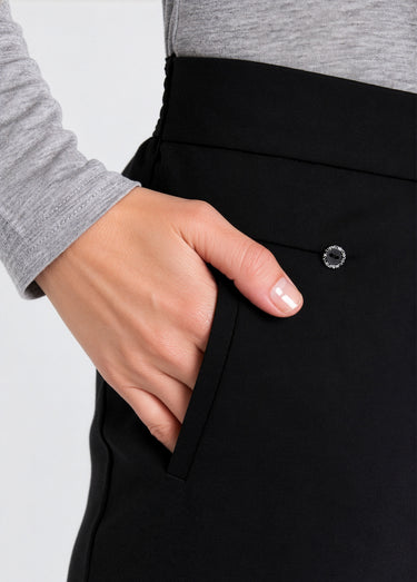 Pantalon droit taille semi élastiquée Uni Noir