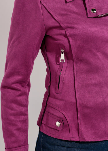 Veste zippée style motard en suédine Violet