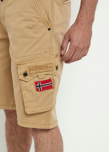 Bermuda long à poches et lien à nouer Beige
