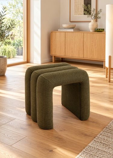 Pouf décoratif en tissu, forme arche Kaki
