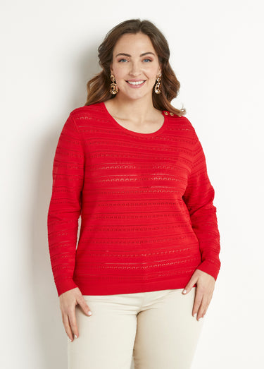 Pull doux col rond manches longues Rouge