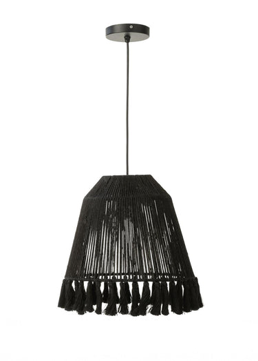 Luminaire forme abat jour, avec pompons Noir