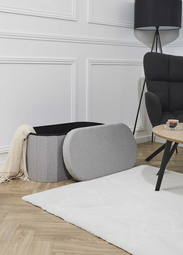Banc coffre pliable ovale en tissu Gris