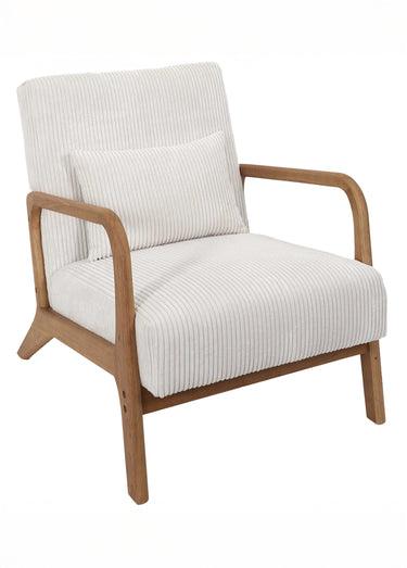 Fauteuil lounge en velours cotelé 3B Blanc Casse