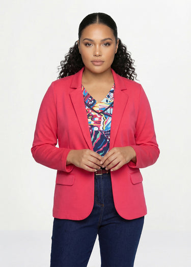 Veste droite boutonnée maille milano unie Rose