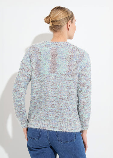 Pull doux col rond maille boule multicolore Chine Bleu