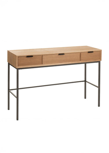 Console 3 tiroirs, bois clair et métal Naturel