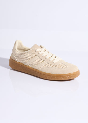 Baskets multimatières + 3 paires lacets Beige