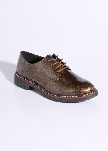 Derbies vernis tendance à lacets Bronze