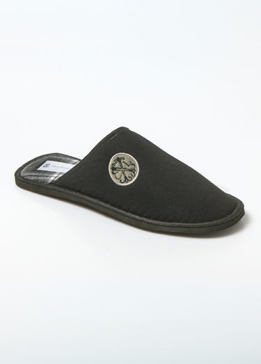 Chaussons forme mules chic avec logo Noir