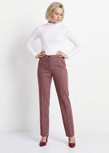 Pantalon droit chevrons ou chiné entrejambe 70 cm Chevrons Bordeaux