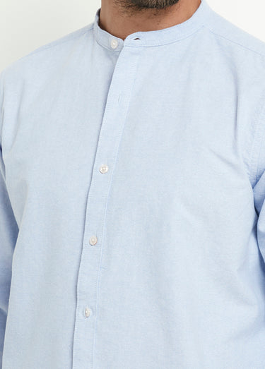 Chemise coton col officier manches longues Bleu Ciel