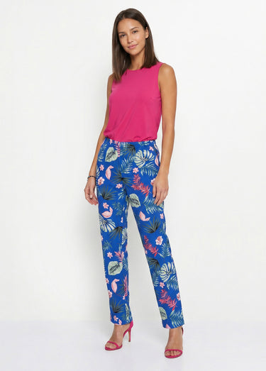 Pantalon imprimé taille élastiquée Fond Bleu Roi