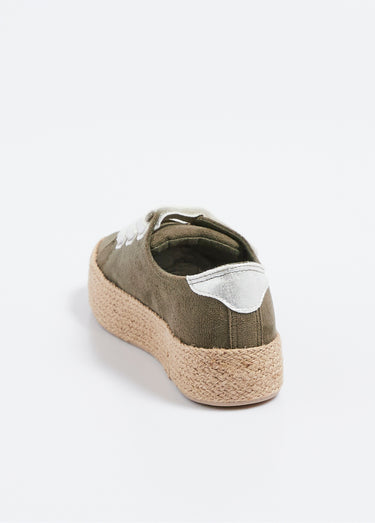Baskets à scratch semelle compensées corde Kaki