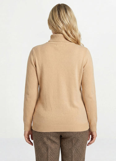 Pull doux col roulé manches longues Camel