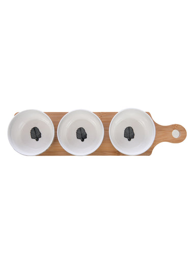 Coffret 3 bols Nature + planche bois Vert