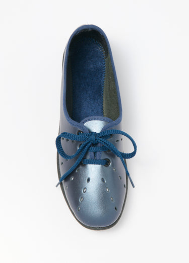 Derbies compensées à lacets cuir largeur confort Marine Nacre