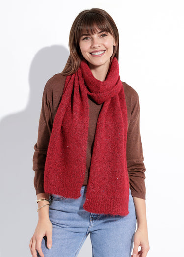 Echarpe chaud maille brillante à sequins Bordeaux